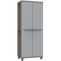 Terry Terry, Jrattan 368 , Besenschrank mit zwei Türen in Rattan-Optik, Innenregal mit 4 Einlegeböden, für den Innen- und Außenbereich/Taubengrau - 68x37,5x170 cm