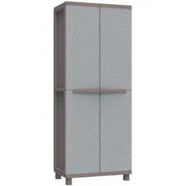 Terry Terry, Jrattan 368 , Besenschrank mit zwei Türen in Rattan-Optik, Innenregal mit 4 Einlegeböden, für den Innen- und Außenbereich/Taubengrau - 68x37,5x170 cm