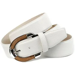 Ledergürtel ANTHONI CROWN, Damen, Gr. 100, weiß, Leder, unifarben, Gürtel, mit aufwendiger Schmuck-Schließe, Ton in Ton Steppung