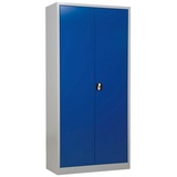 Gürkan Stahlschrank 100162 lichtgrau, enzianblau 92,0 x 42,0 x 195,0 cm, aufgebaut