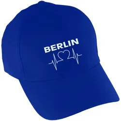 multifanshop Baseballcap - Berlin blau - Herzschlag - Druck weiß - Mütze