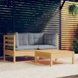 vidaXL Garten-Lounge-Set 3-tlg. grau Kiefernholz