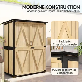 Outsunny Gartenschrank, Geräteschuppen aus Holz, Wetterfest Geräteschrank