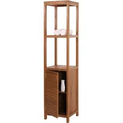 Teak-Regal HWC-M84, Badschrank Badregal Badezimmer, hochwertiges B-Grade-Teak (Kernholz, 20-30 Jahre), 180x40cm