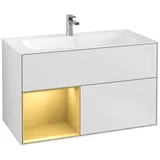 Villeroy & Boch Finion Waschtischunterschrank F030HFMT 99,6x59,1x49,8cm, Regal links Gold matt, White matt lacquer