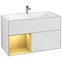Villeroy & Boch Finion Waschtischunterschrank F030HFMT 99,6x59,1x49,8cm, Regal links Gold matt, White matt lacquer