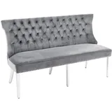 riess-ambiente.de Design Sofabank Castle Deluxe 165cm grau Samt Löwenkopf Chesterfield Barock, Esszimmerbank mit Rückenlehne, Sitbank, Küchenbank, Polsterbank