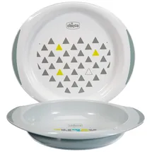 Chicco Baby Teller-Set, Baby Entwöhnungsgeschirr mit 1 Suppenteller und 1 Teller, rutschfester Boden, seitliche Griffe, ergonomischer Griff, Löffelablage, 2-teiliges Babygeschirrset - 12+ Monate