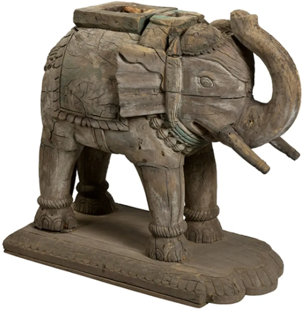 Indischer Holzelefant mit Patina