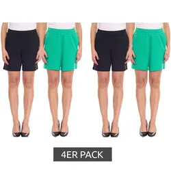4er Pack AjC Damen Sommer-Shorts kurze Hose Mode-Bermuda 37358347 Grün/Schwarz - 32