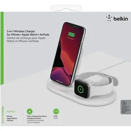 Belkin BoostCharge 3-in-1 Wireless Charger for Apple Devices weiß (WIZ001vfWH)