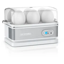 Arendo Eierkocher 6-fach, 400 W, Edelstahl, Warmhaltefunktion, Härtegrad einstellbar, für 6 Eier, Weiß