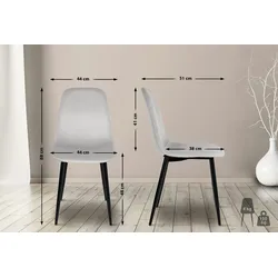 DELUKE® Esszimmerstühle 4er Set MOVI - Creme Samt, Metall 88x44x51cm Esszimmerstuhl Stuhl Esszimmer Küchenstühle