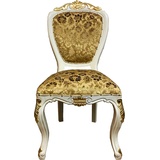 Casa Padrino Pompöös by Casa Padrino Luxus Barock Esszimmerstuhl Gold Bouquet Muster / Creme-Weiß / Gold - Pompööser Barock Stuhl designed by Harald Glööckler - Barock Esszimmer Möbel