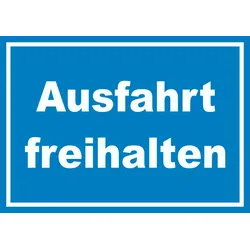 Ausfahrt freihalten Schild weiß-blau A3 (297x420mm)