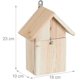Relaxdays Marienkäferhaus, aus Holz unbehandelt, Insektenhotel Marienkäfer, Natur