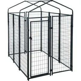 Estexo - Hundezwinger Hundekäfig Hundehaus 185x117x185 cm mit Dach Gehege Auslauf modular Schwarz