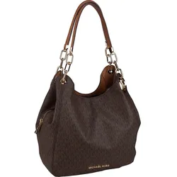 Michael Kors Handtasche Lillie Large Chain Shoulder Tote MK Signature Umhängetaschen   Braun Damen 