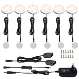 AIBOO Unterbauleuchte Küche LED Schrankbeleuchtung 6 Stück,Warmweiß Slim Bright Schranklicht Dimmbar Schrankleucht Schranklicht Vitrinenbeleuchtung für Küche,Badezimmer,Schlafzimmer