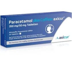 Paracetamol plus Coffein axicur bei Kopfschmerzen, Zahnschmerzen, Regelschmerzen  20 St Tabletten