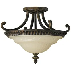 Licht-Erlebnisse Verzierte Deckenleuchte ANABELL 1 in Creme Braun aus Glas Metall gemütlich Design Lampe Wohnzimmer, ED1/3/0083