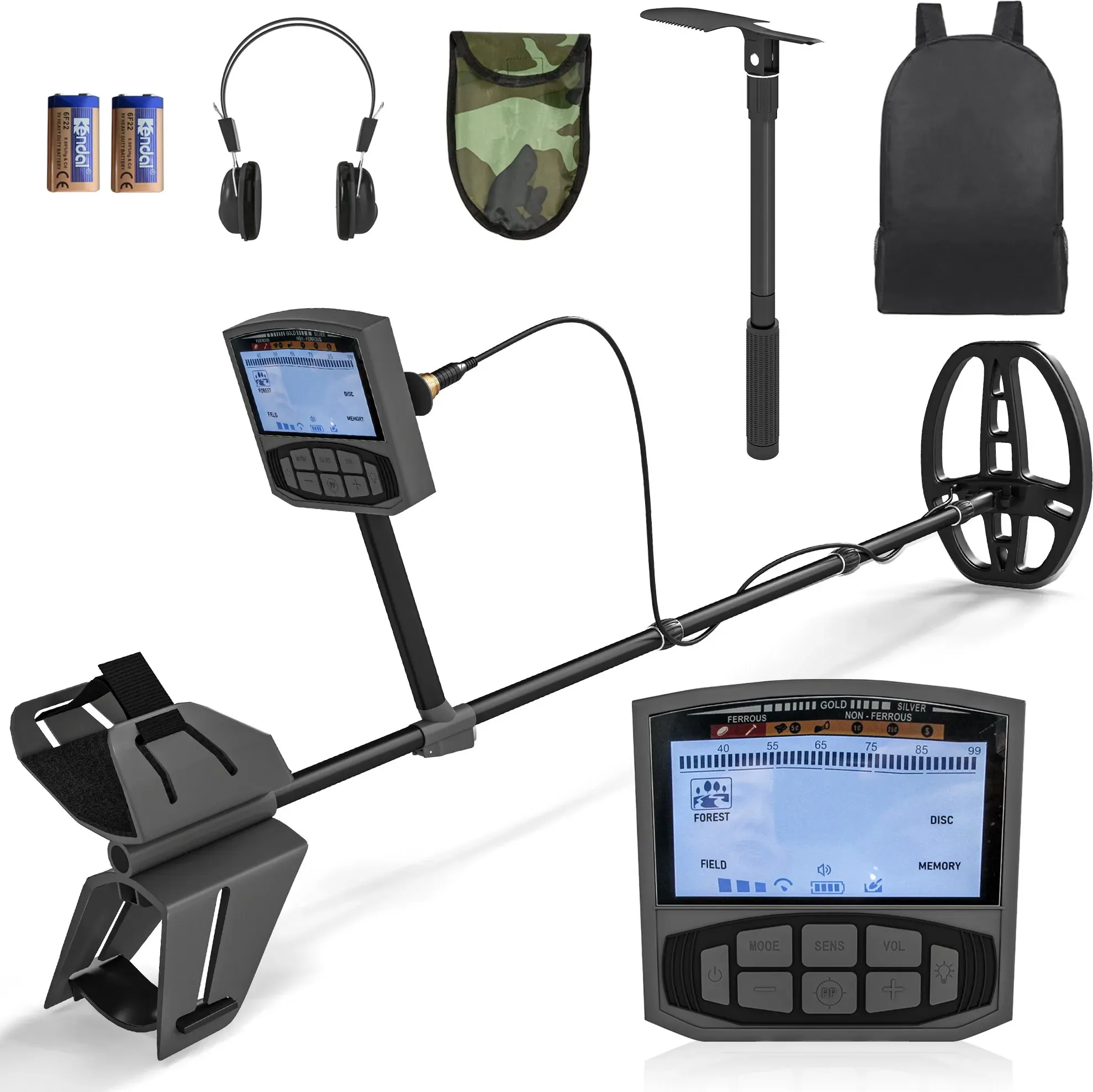 Outsunny Metalldetektor für Erwachsene 5 Modi Tragbar Ortungsgerät mit Alarm Spule LCD-Display, IP68 Wasserdichter Metall Pin Pointer, Metallsuchgerät, Metallpointer für Hunt, Relikte, Dunkelgrau   Aosom