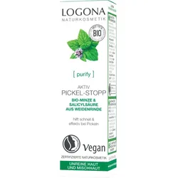 Logona Purify Aktiv Pickel-Stopp Bio-Minze & Salicylsäure aus der Weidenrinde Anti-Akne Pflege 6 ml 