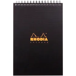 Rhodia 5x Notepad Rhodiactive A5, Spiralblock, 80 Blatt liniert 90g - Schwarz 16921C