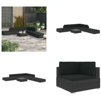 vidaXL 8 tlg. Garten Lounge Set mit Auflagen Poly Rattan Schwarz - Garten-Sofagarnitur - Garten-Sofagarnituren - Gartensofa-Set - Gartensofa-Sets - Schwarz