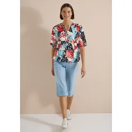 Cecil Kurzarm Bluse mit Split Neck Weiß L