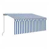 vidaXL Markise Manuell Einziehbar mit Rollo 3,5x2,5m Blau & Weiß