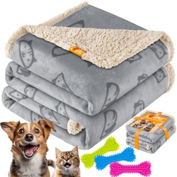 LOVPET® wasserdichte Hundedecke, Sherpa Fleece Haustier Decke + 3x Spielzeugknochen, maschinenwaschbar, beidseitiger Sofabezug-Schutz