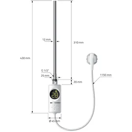 luxebath Badheizkörper Sahara 600 x 800 mm 300 W weiß gerade Seitenanschluss