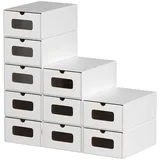 Clanmacy Schuhbox 10/20X Schuhboxen Boxen stapelbar mit Sichtfenster Schuhe Spielzeug (10 St) weiß