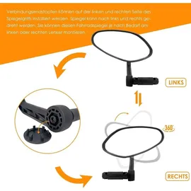 ARKHAM Fahrradspiegel 2 Stück HD Auto-Grad Glas oval verstellbar