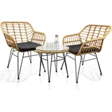 VCM 3tlg Bistroset Lounge Balkonset Rattan