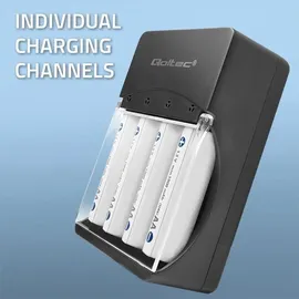 Qoltec 50653 Akkuladegerät für Ni-MH Typ R03/AAA R6/AA