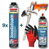 SET SOUDAL Profi Montageschaum B1 Pistole Schwerentflambar plus Arbeitshandschuh