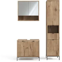 Vicco Badmöbel-Set Eliza Viking Oak 3 Teile mit Hochschrank