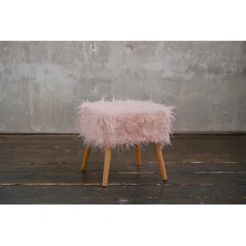 KAWOLA Hocker Fell FYNN Flokati Fellhocker rosa