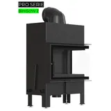 Kamineinsatz aus Stahl KRATKI FLOKI M rechts 10 kW Ø 200 schwarz Verkleidung