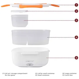 Clatronic LB 3719 263890 Elektrische Lunchbox Weiß, Orange