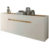 furn.design Sideboard, Weiß, Eiche Wotan, Holz, Nachbildung,Eiche, Uni, Holz Optik, 4 Fächer, 2 Schubladen, 220x87x40 cm, Wohnzimmer, Kommoden & Sideboards, Sideboards