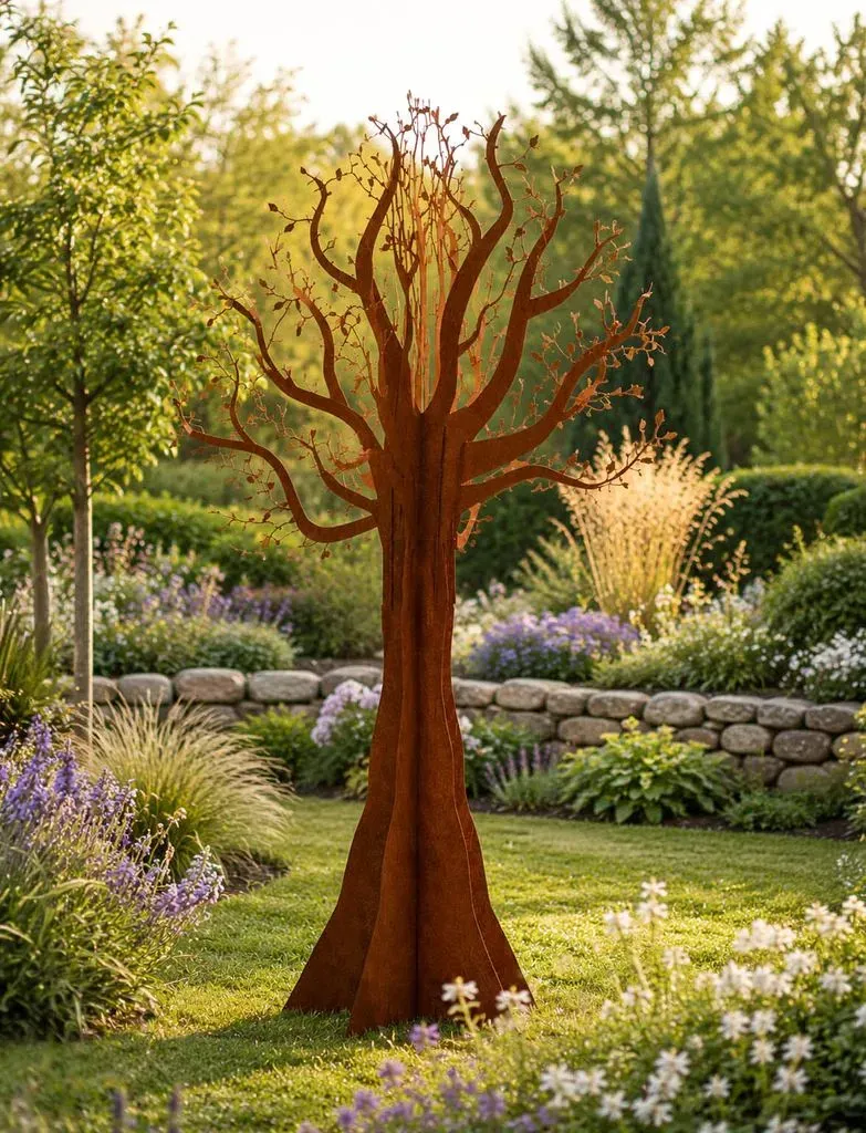Badeko Baum-Deko 190 cm hoch in Edelrostoptik