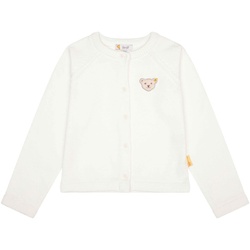 Steiff Mädchen Strickjacke - Teddy-Applikation, Rundhals, Knopfleiste, Baumwolle Natur 104
