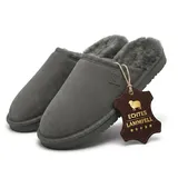 Rohn Moden Lammfell Hausschuhe Loisl für Herren, echt Schaffell Pantoffel mit EVA-Sohle, Schlappen in top Qualität, Slipper in grau, braun (47 EU, grau, numeric_47) - 47 EU