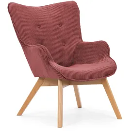 s-style möbel Lounge-Sessel Lenari Cord 71 x 96 x 86 cm Rot/Braun