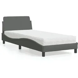 Bett mit Matratze – Dunkelgrau, 90x200 cm, Stoff – Komfort & modernes Design