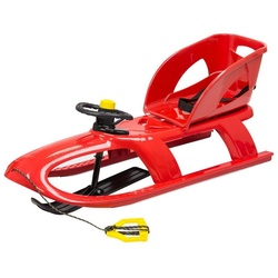 Babyshoppen Lenkschlitten Kinderschlitten Bullet Control, rot mit abnehmbarem Sitz und Lenkrad mit Hupe gelb|rot|schwarz