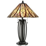 Licht-Erlebnisse Nachttischlampe SANSA, ohne Leuchtmittel, Tischlampe 64,6 cm Gold Glas Metall E27 Tiffany Stil Beleuchtung bunt|gelb